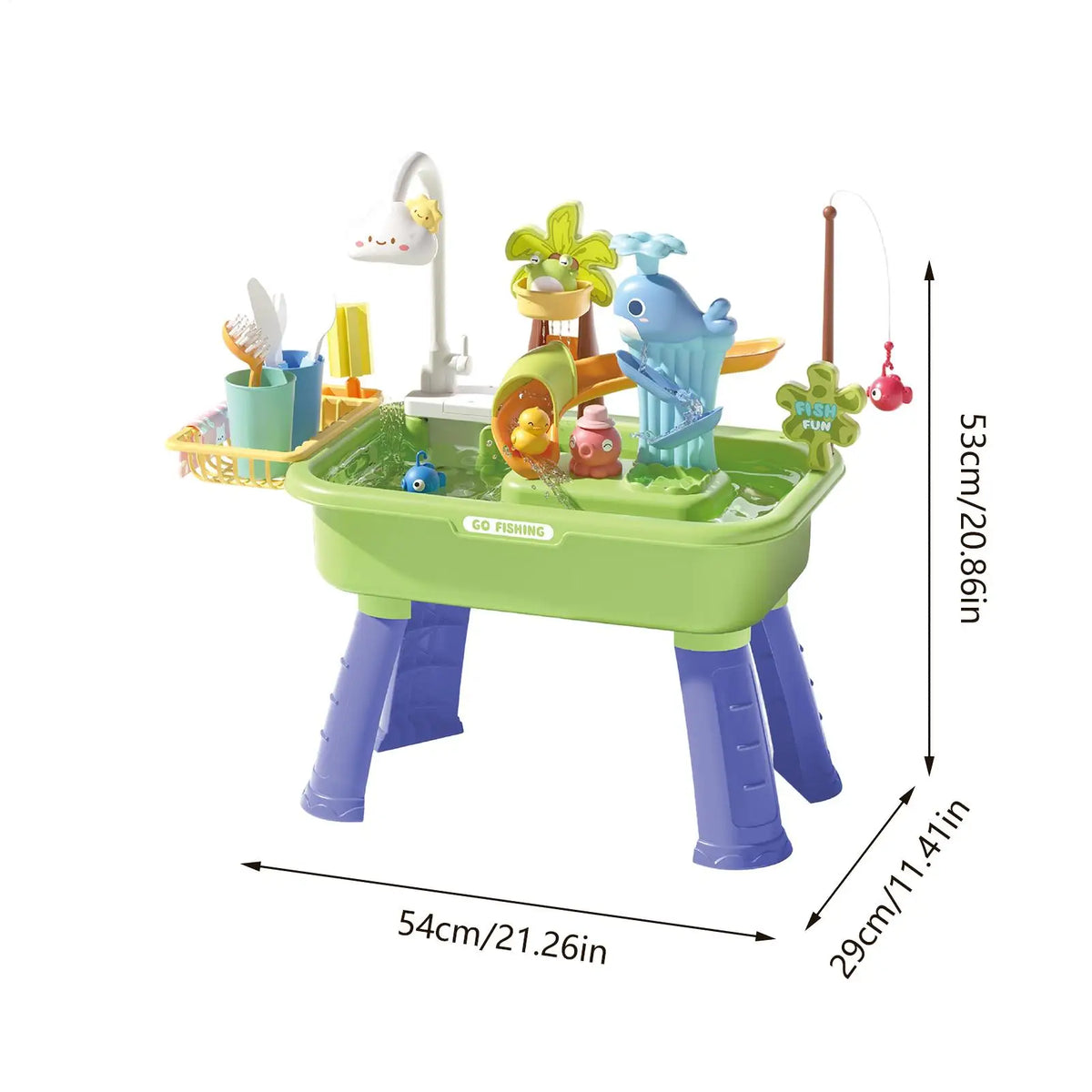 Kids Water Activity Table with Running Water & 43 Accessories Kids Water Play Table Axl