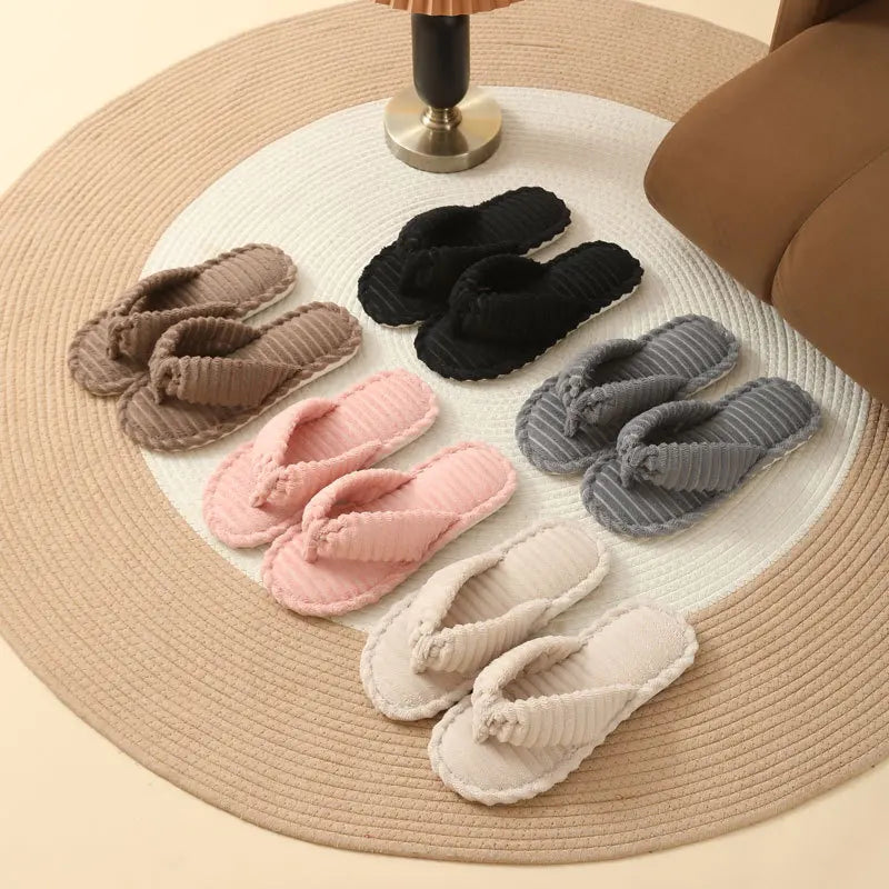 Women's Corduroy Plush Slippers – Soft Sole Indoor Slides Indoor Slippers Axl