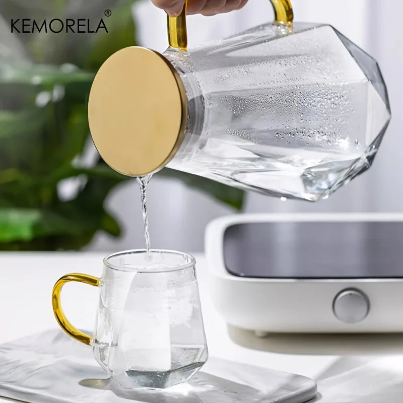 Diamond Texture Glass Teapot & Water Carafe | KEMORELA Glass Teapot Carafe Axl