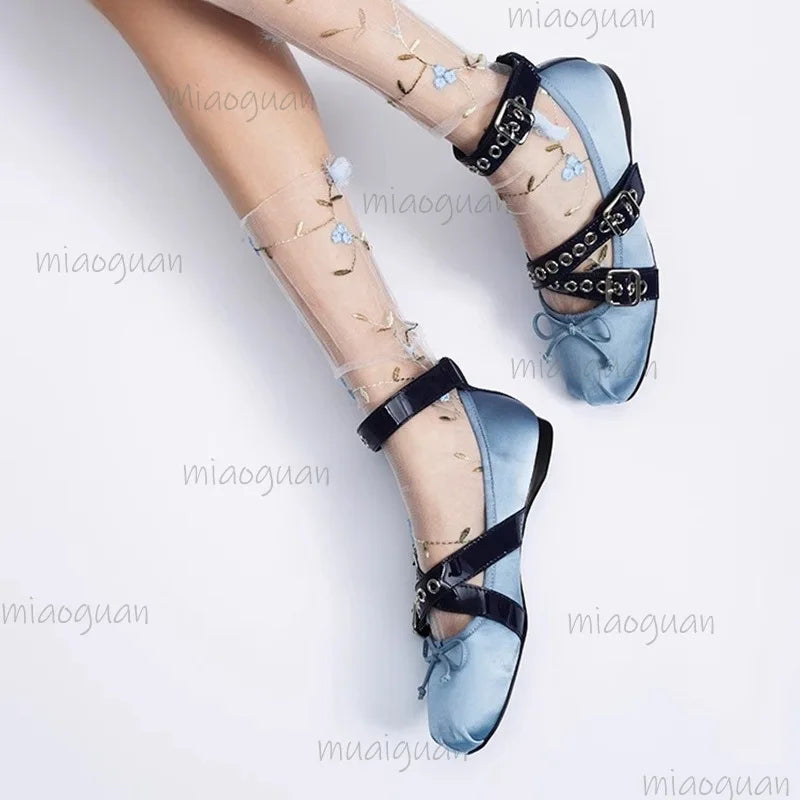 Women's Lolita Ballet Flats – Square Toe Buckle Strap Loafers Ballet Flats Axl