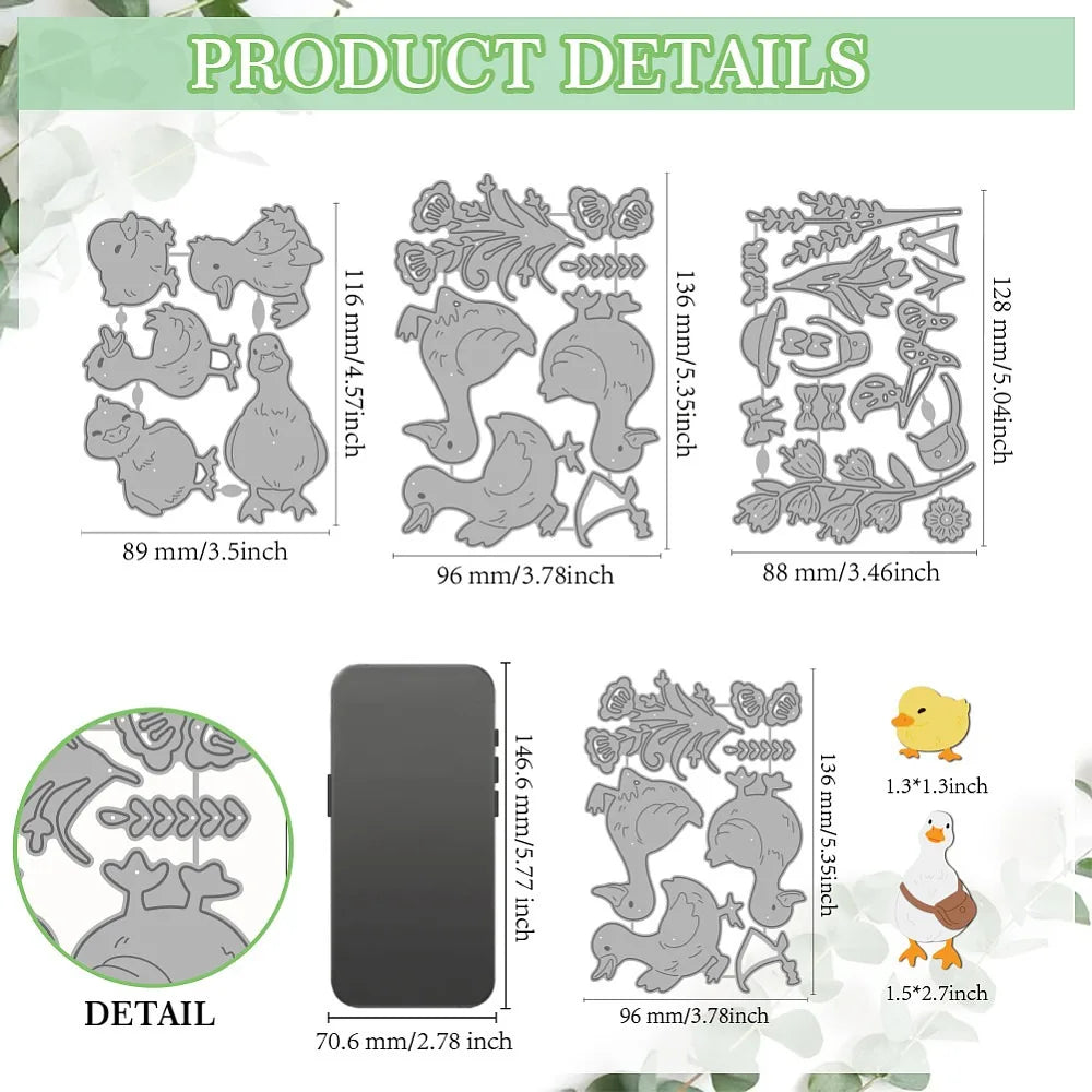 Flower & Duck Carbon Steel Cutting Dies – 3pc DIY Craft Set Craft Cutting Dies Axl