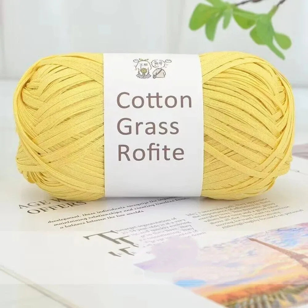 102M Multicolor Raffia Yarn for Crochet, Knitting & DIY Crafts Craft Yarn Axl Yellow