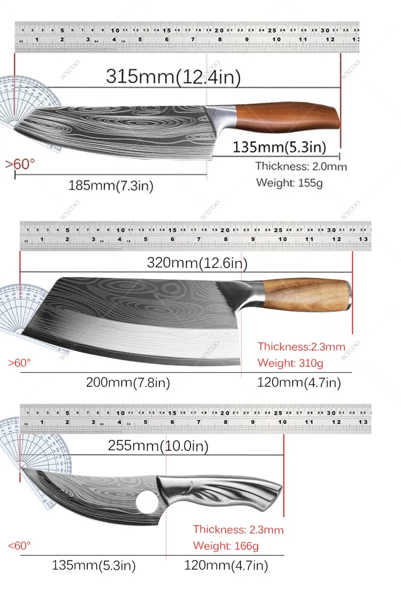 Japanese Damascus Pattern Chef Knife Set – Stainless Steel Kitchen Knife Set Axl