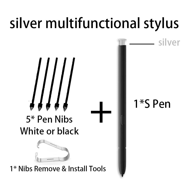 Samsung Galaxy S23 Ultra Stylus Pen + Tips | Advaka No BT Phone Stylus Pen Axl Silver