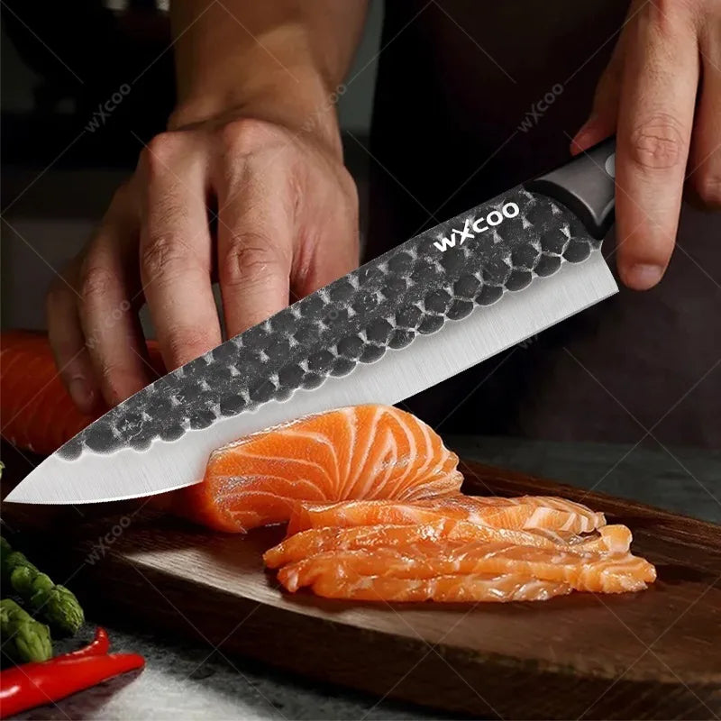 WXCOO Chef Knife & Peeler Set – Stainless Steel Wood Handle Chef Knife Set Axl