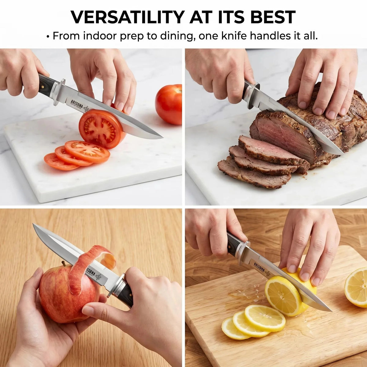 Stainless Steel Kitchen Knife with Leather Sheath | Wood Handle Kitchen Knife Set Axl
