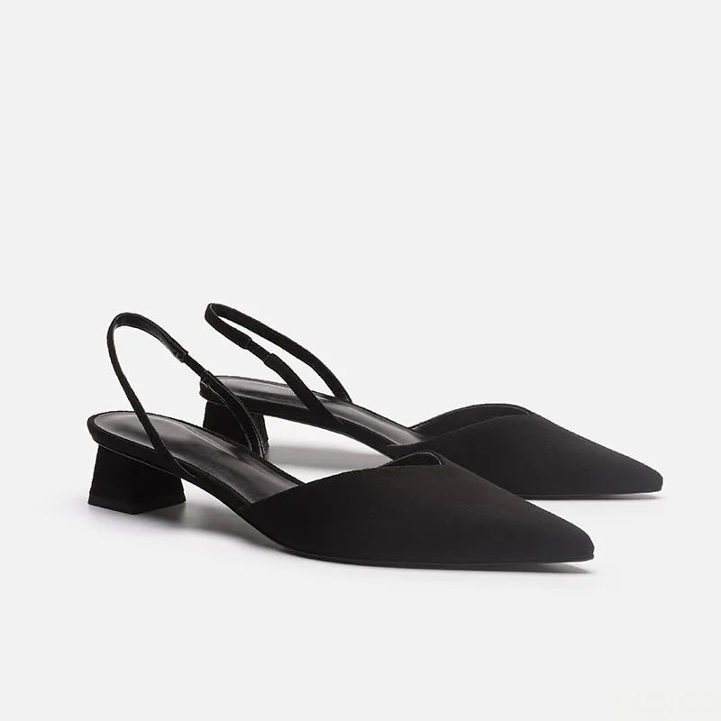 Women's Pointed Toe Square Heel Sandals – Slip-On Block Heels Block Heel Sandals Axl 40 black
