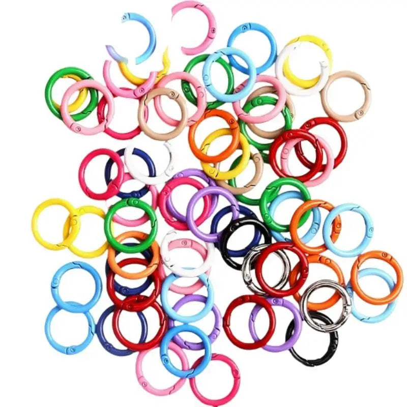 50 Pcs 25mm Colorful Alloy Spring O-Ring Buckles for DIY Keychains Keychain Ring Hardware Axl