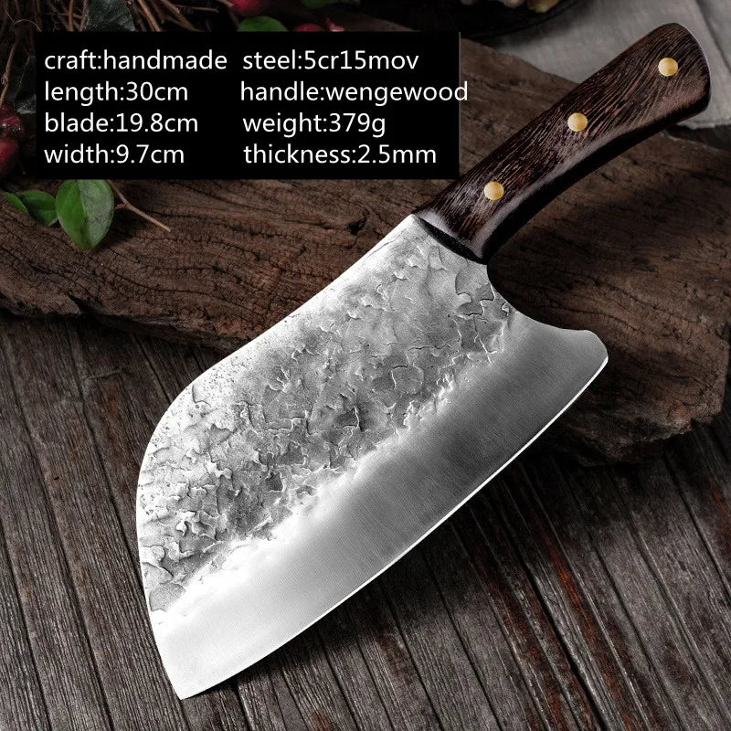 Handmade Full Tang Forged Chef Knife – High-Carbon Steel & Wood Forged Chef Knife Axl