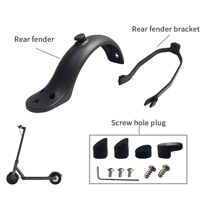Rear Mudguard Guard Kit with Bracket & Hook – M365 Scooter Scooter Mudguard Kit Axl