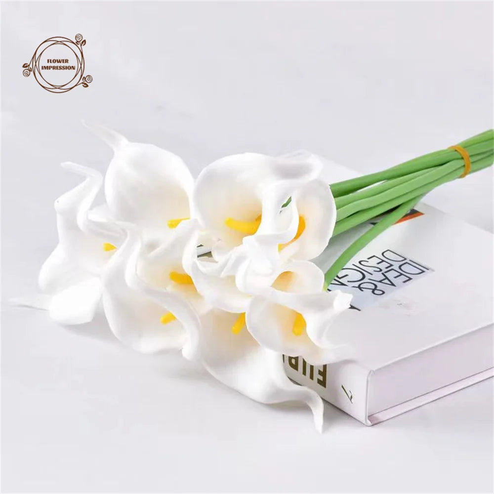 10 Artificial Calla Lily Flowers – Wedding & Home Décor Set Artificial Flowers Axl White