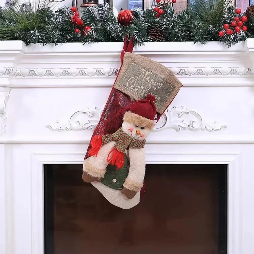 Large Christmas Stockings Set of 3 – Santa, Snowman & Reindeer Christmas Stockings Axl Snowman