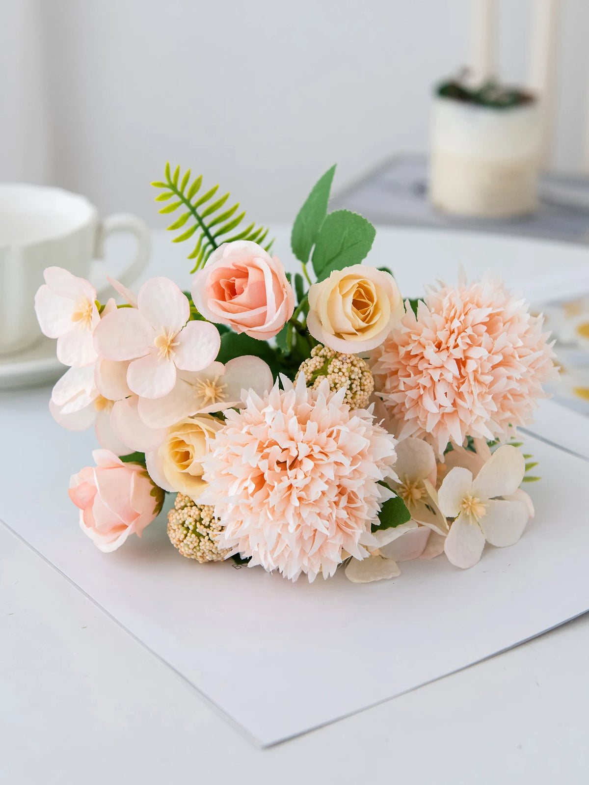 Silk Artificial Rose & Chrysanthemum Bouquet | Wedding Décor Artificial Flower Bouquet Axl color 8 3 pcs