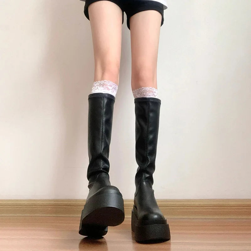Women's Stretch Wedge Booties – Slip-On Belt Buckle Boots Wedge Stretch Booties Axl