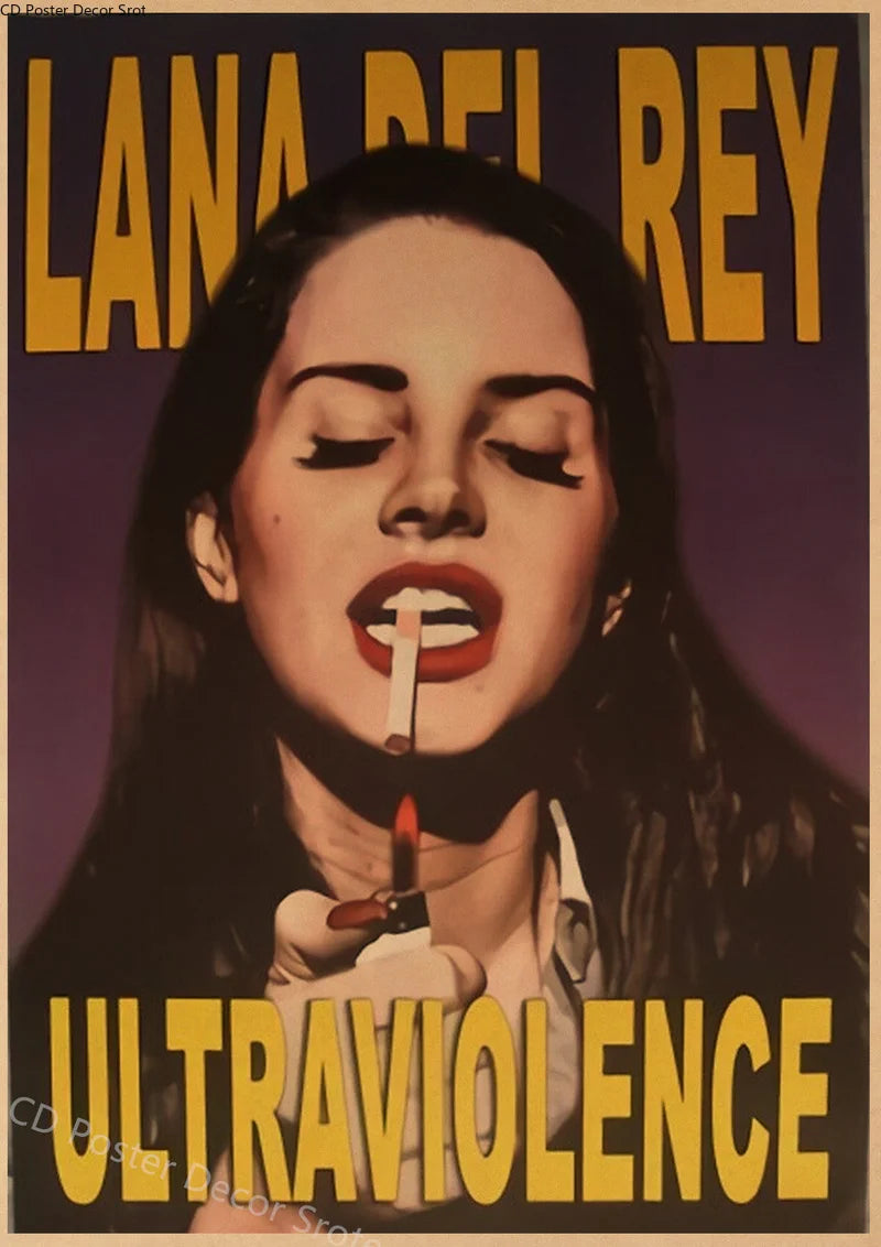 Lana Del Rey Retro Kraft Paper Poster | Vintage Aesthetic Wall Art Decorative Wall Poster Axl