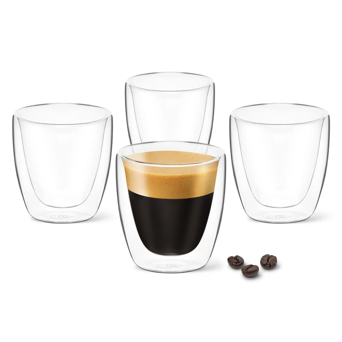 KEMORELA 4-Pack Double Wall Glass Cups 80ml – Heat-Resistant Double Wall Glass Set Axl