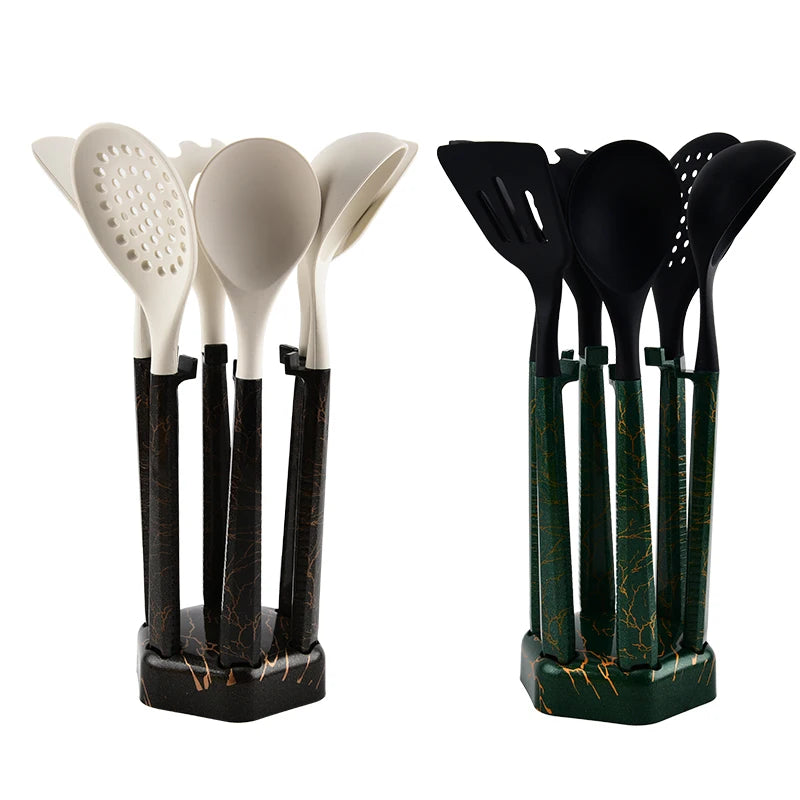 7-Piece Silicone Cooking Utensils Set – Non-Stick Safe Kitchen Silicone Utensil Set Axl