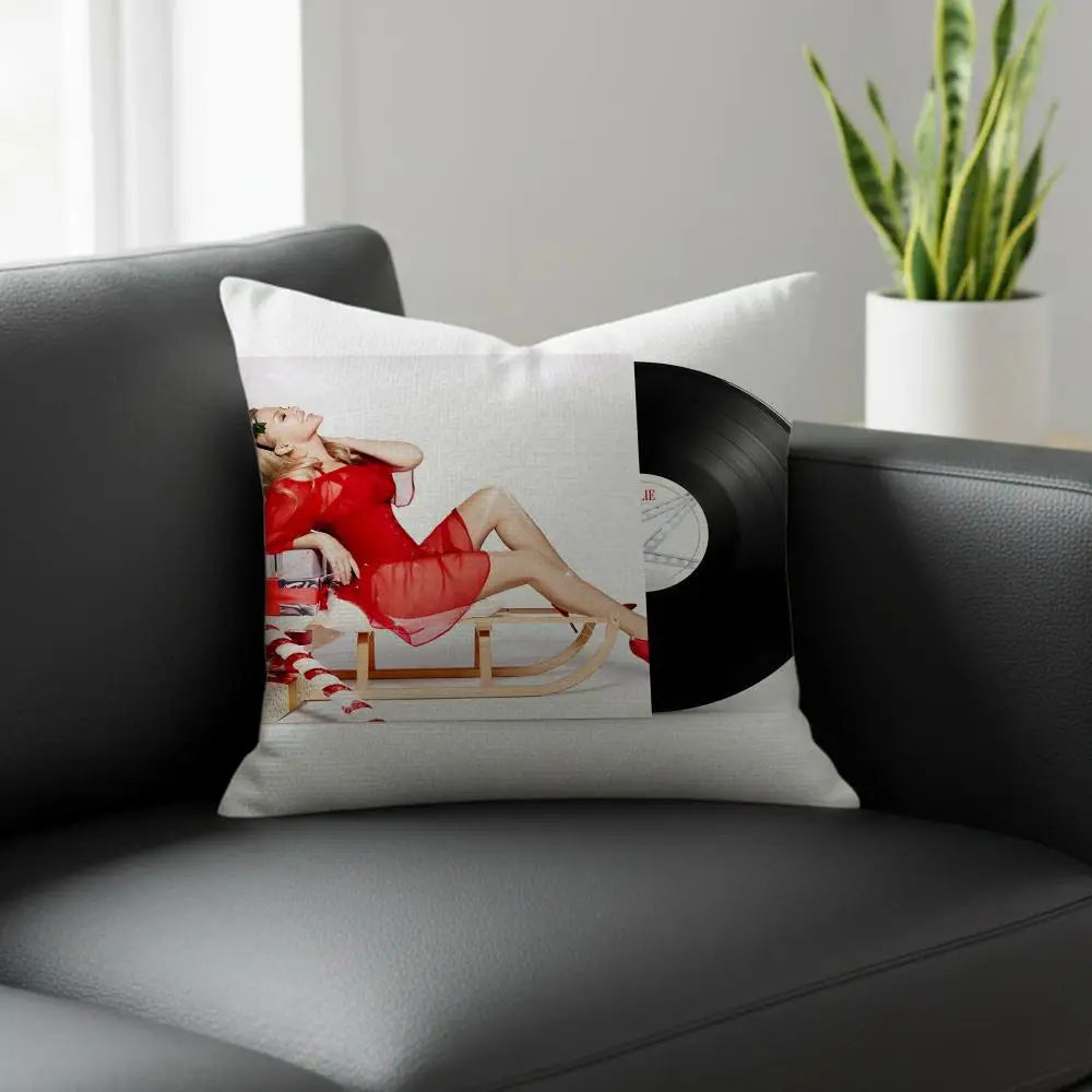 Kylie Minogue Christmas Linen Cushion Cover | Sofa Pillowcase Decorative Cushion Cover Axl White6 50X50cm