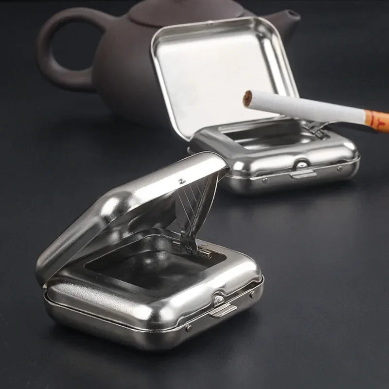 Portable Mini Metal Pocket Ashtray – Silver | Outdoor & Car Portable Pocket Ashtray Axl