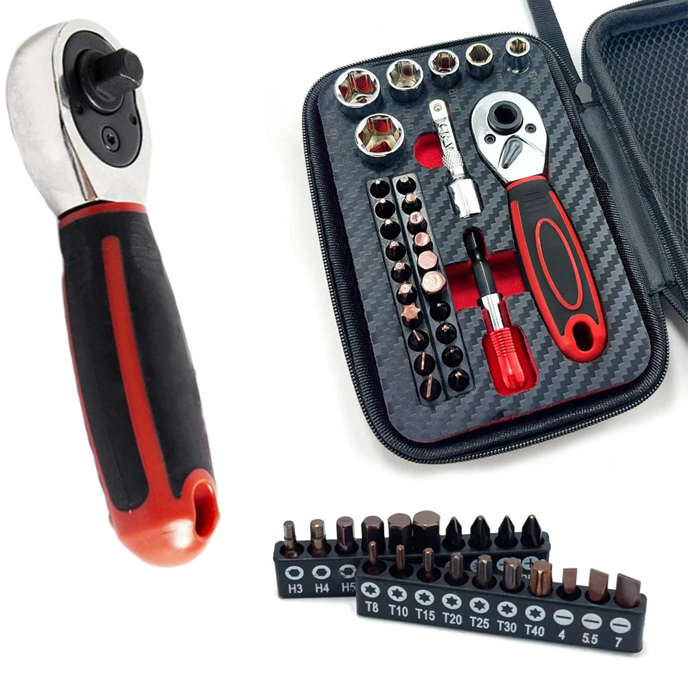 1/4" Dual-Drive Ratchet Socket Wrench Set – 29-Pc Mechanic Kit Socket Wrench Set Axl China Mainland