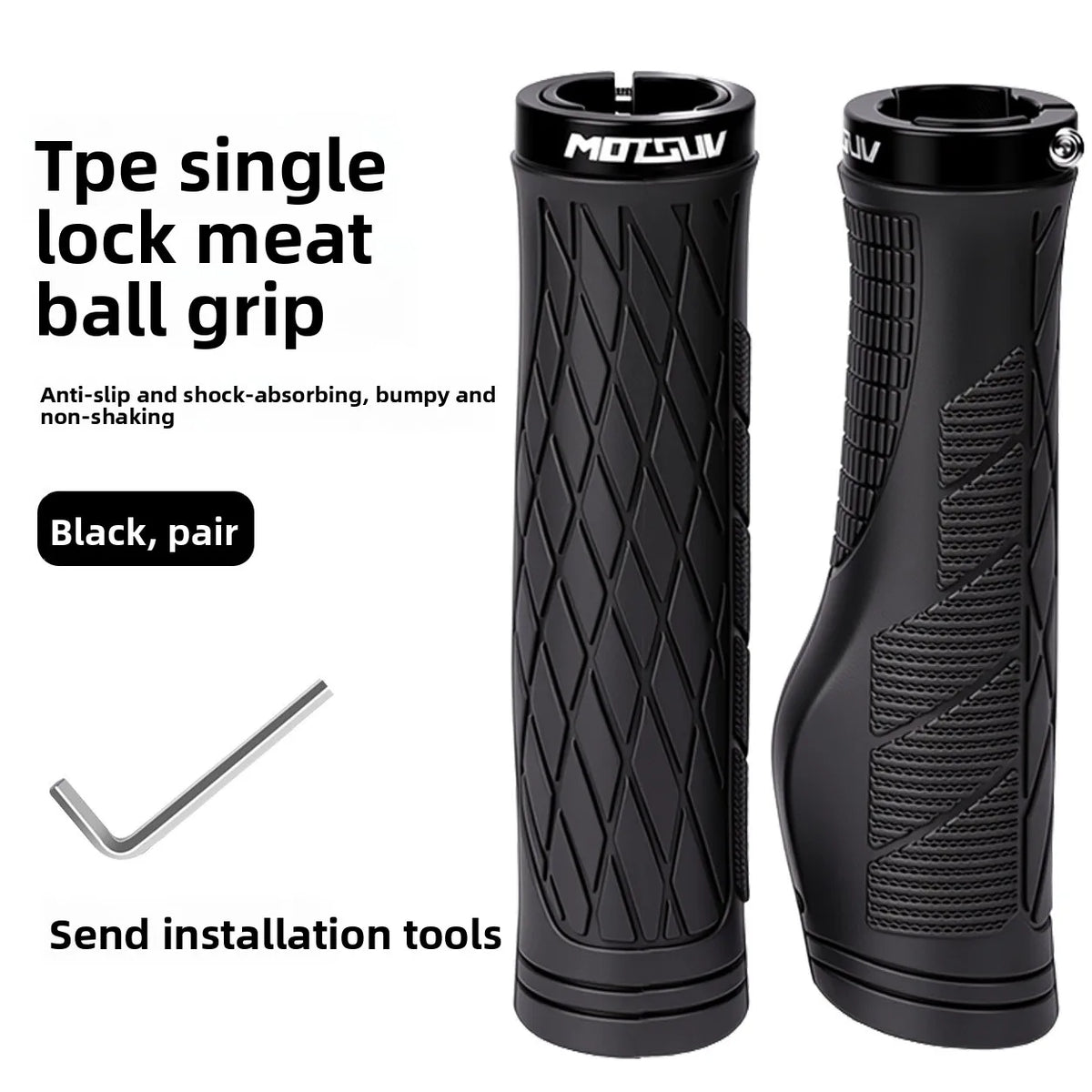 Ergonomic Bike Handlebar Grips – TPE Lock-On Anti-Slip MTB Bike Handlebar Grips Axl Black