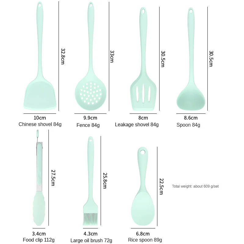 7pc Silicone Kitchen Utensil Set – Heat-Resistant & Non-Stick Silicone Utensil Set Axl