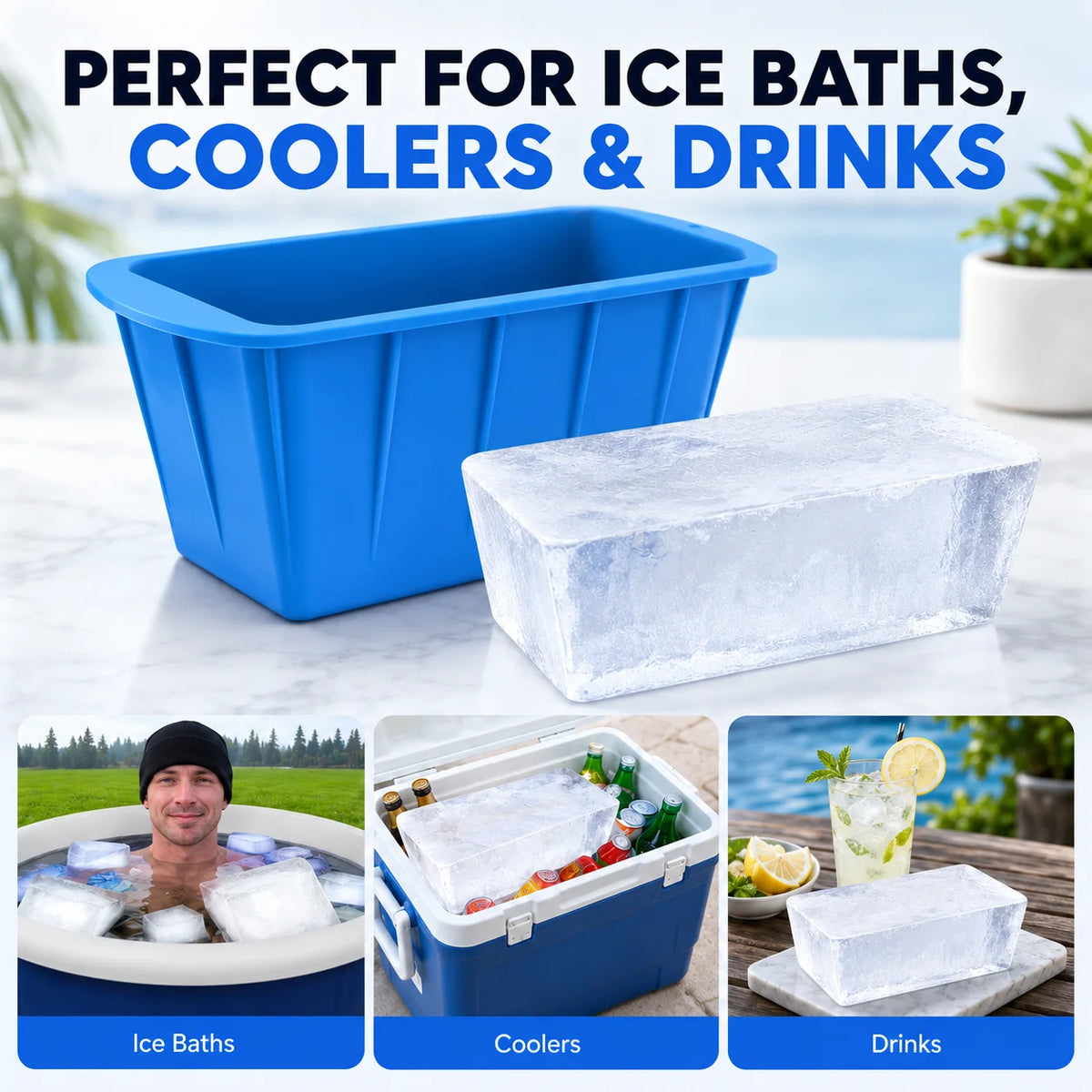 Extra Large Silicone Ice Block Mold – Giant 8 LB Ice Maker Silicone Ice Mold Axl