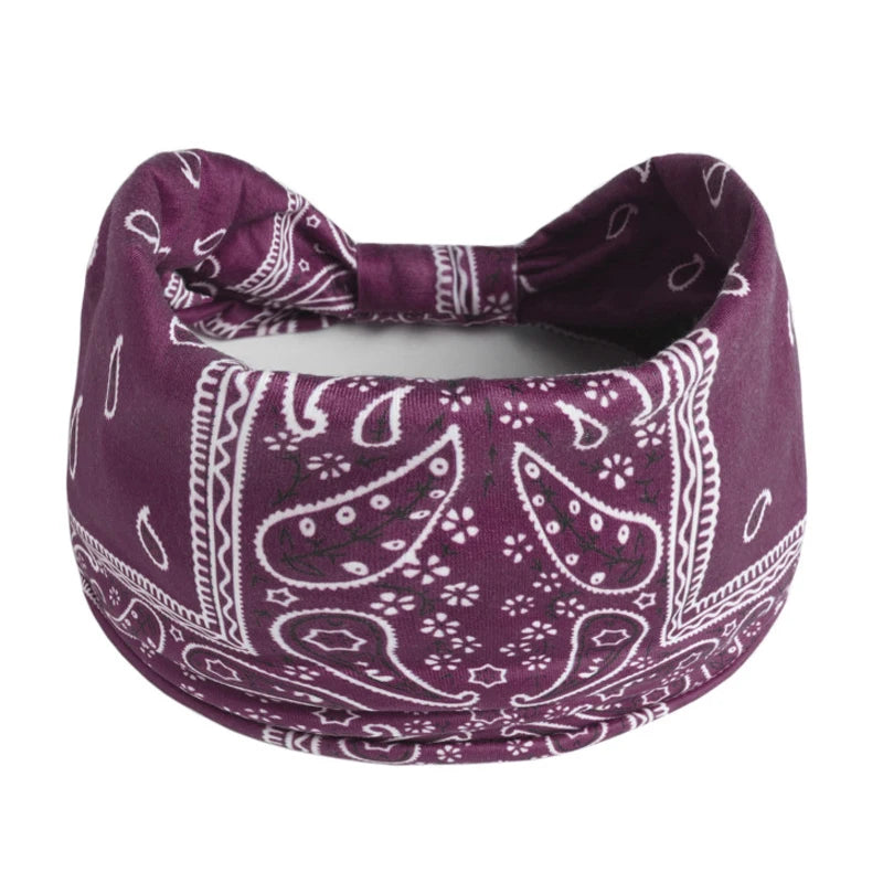 Boho Knot Turban Headband – Wide Printed Hair Wrap for Women Turban Headband Axl