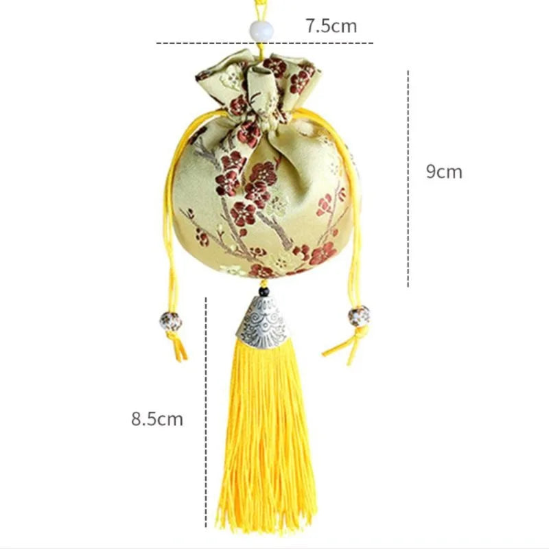 Vintage Brocade Sachet Bag – Hanfu Tassel Car Hang & Storage Decorative Sachet Pouch Axl