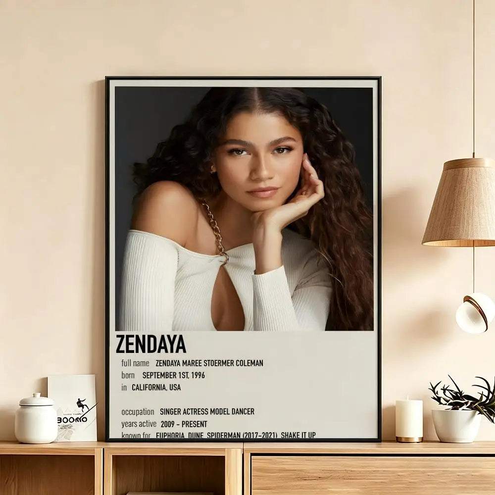 Zendaya HD Art Poster – Waterproof Sticky Wall Decor Wall Art Poster Axl White8 50X70cmNoframe