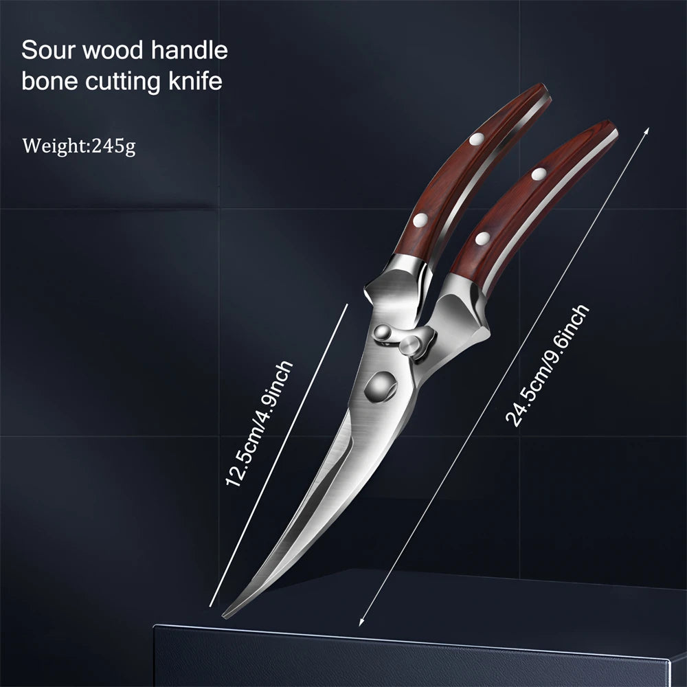 Professional Kitchen Scissors – Stainless Steel Meat & Bone Shears Kitchen Scissors Axl Scissors-Red