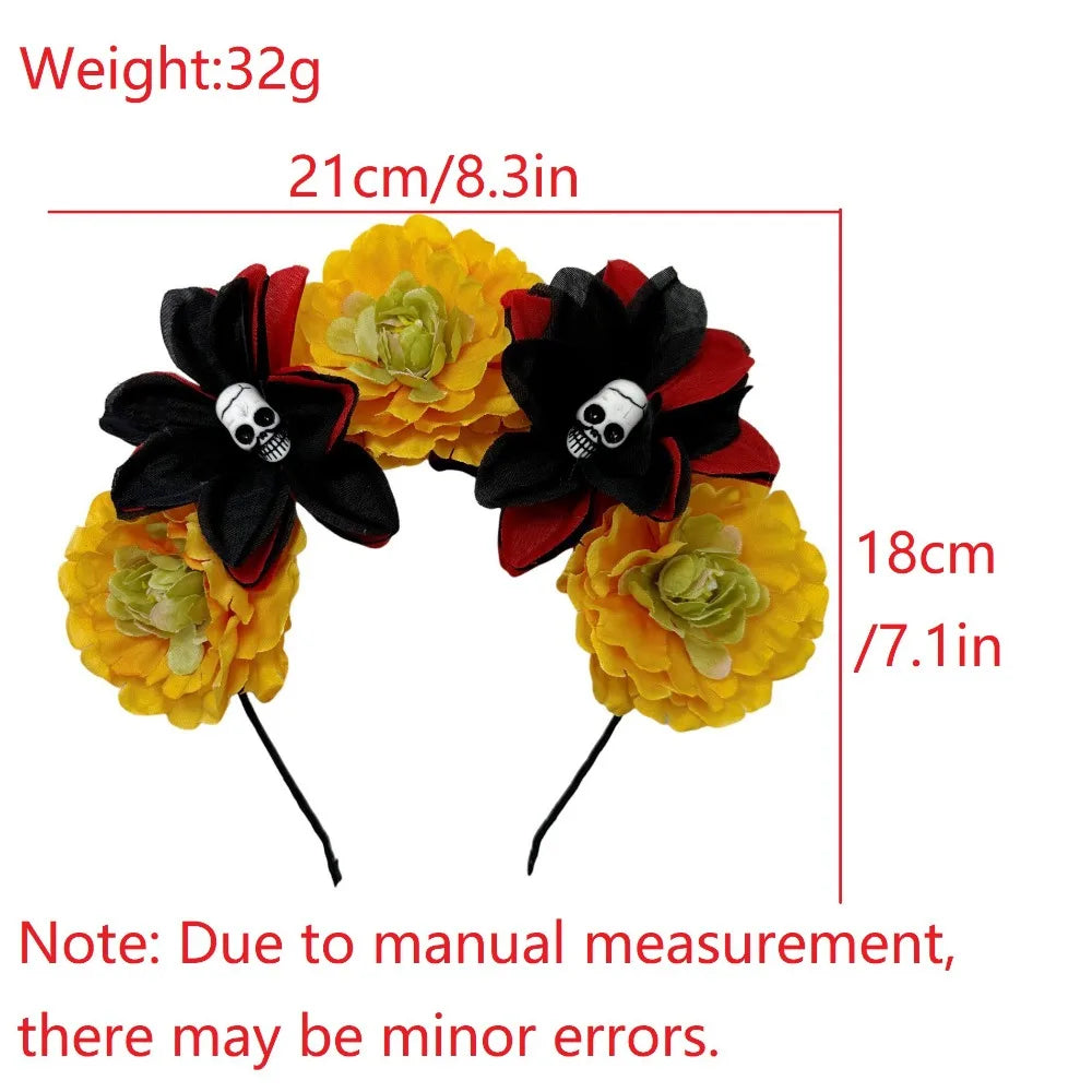 Gothic Skull Flower Headband | Halloween Hair Hoop Costume Halloween Hair Accessory Axl
