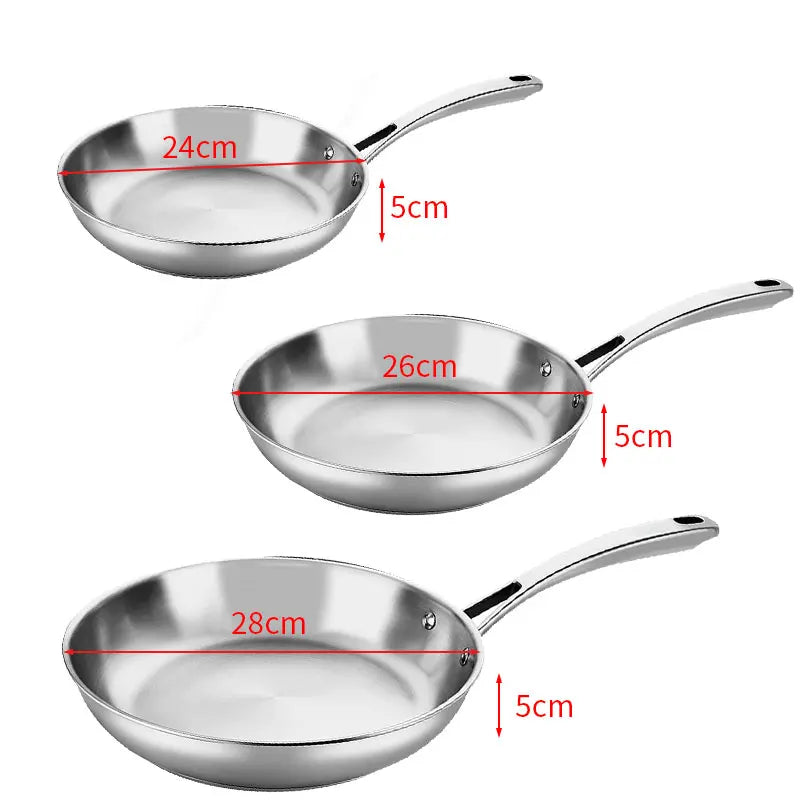 Stainless Steel Frying Pan 24/26/28cm Non-Coating Skillet Stainless Steel Skillet Axl