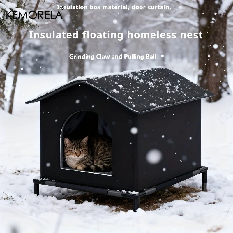 KEMORELA Insulated Outdoor Cat House – All-Weather Shelter Outdoor Cat Shelter Axl