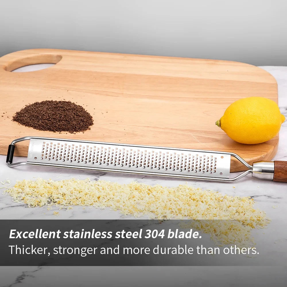 Wooden Handle Zester & Grater – Stainless Steel Kitchen Tool Zester & Grater Axl