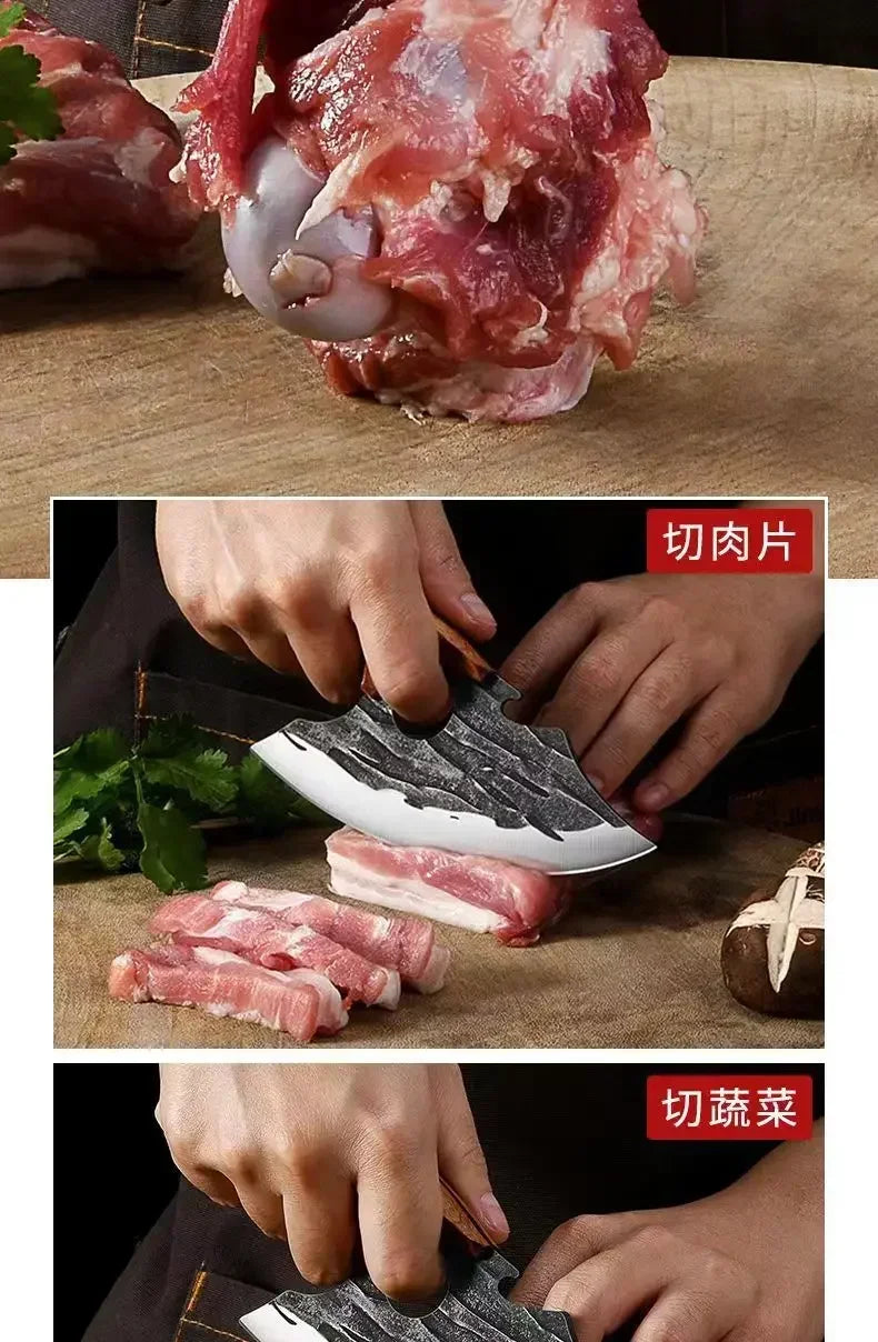 SHENJIU Hand-Forged Boning Knife – 12" Stainless Butcher Blade Boning Butcher Knife Axl