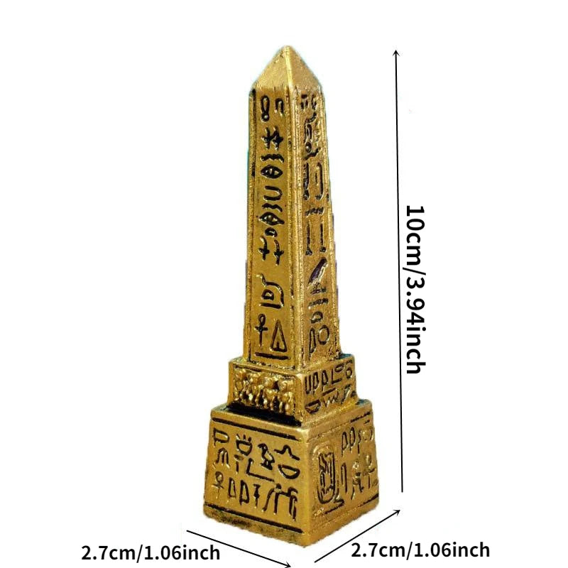 Mini Egyptian Obelisk Statue – Antique Resin Figurine Decor Decorative Figurine Axl