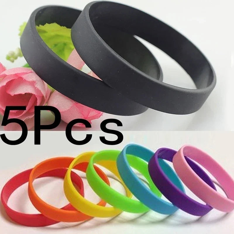5-Pack Glow Silicone Sports Wristbands – Basketball Bracelet Set Silicone Wristband Set Axl 5PCS-random color
