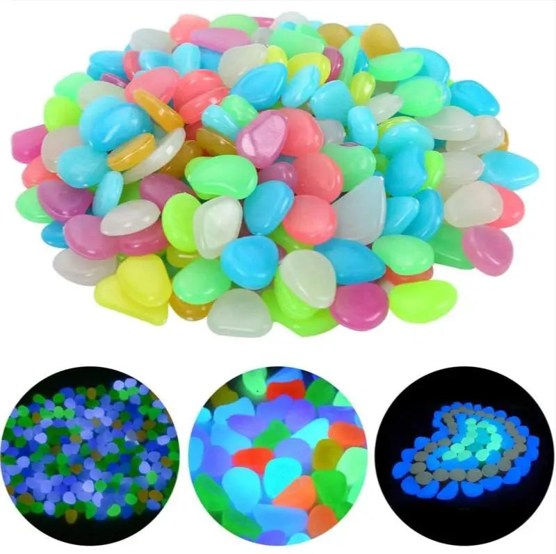 Glow in the Dark Garden Pebbles – Luminous Stones 100-300 Pcs Garden Décor Stones Axl