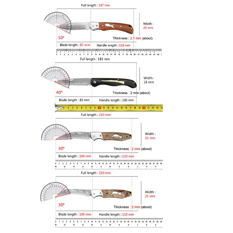 Damascus VG10 Folding Kitchen Knife – Wooden Handle | InLeung Folding Kitchen Knife Axl