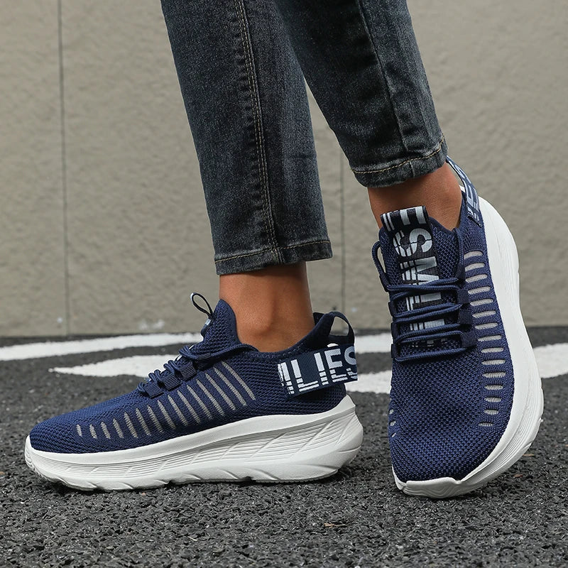 Women's Platform Sneakers – Breathable Mesh Walking Shoes Platform Sneakers Axl 40 Dark Blue