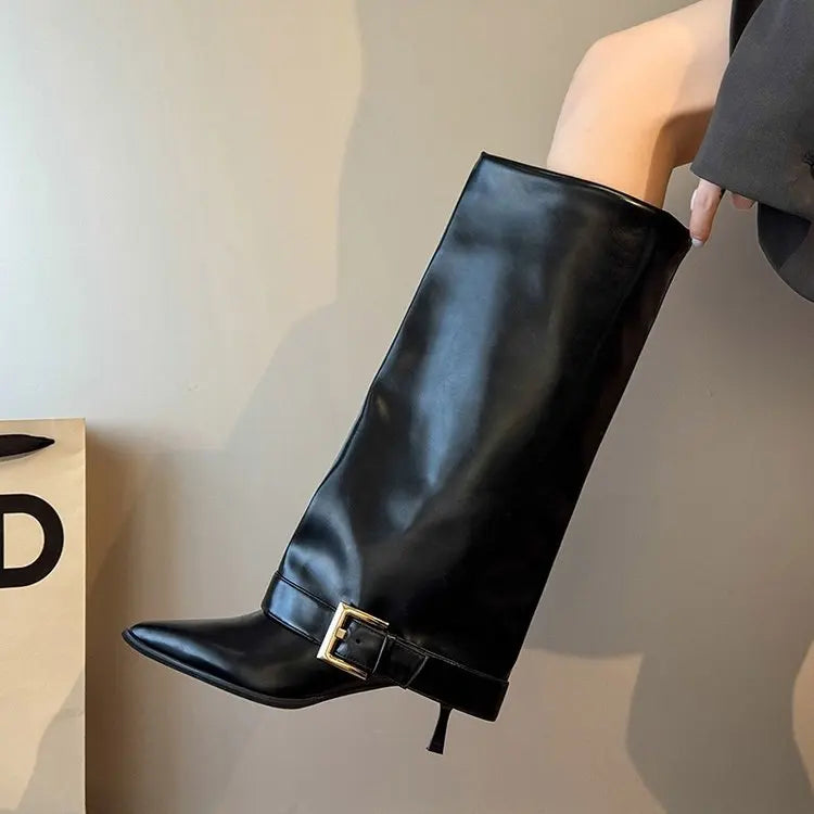 Women's Pointed Toe Thigh-High Boots | Slim Heel Slip-On Thigh-High Boots Axl