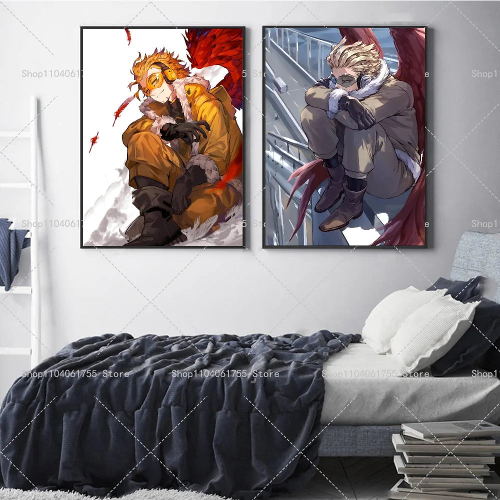 My Hero Academia Hawks Anime Poster – Self-Adhesive Wall Art Anime Wall Poster Axl