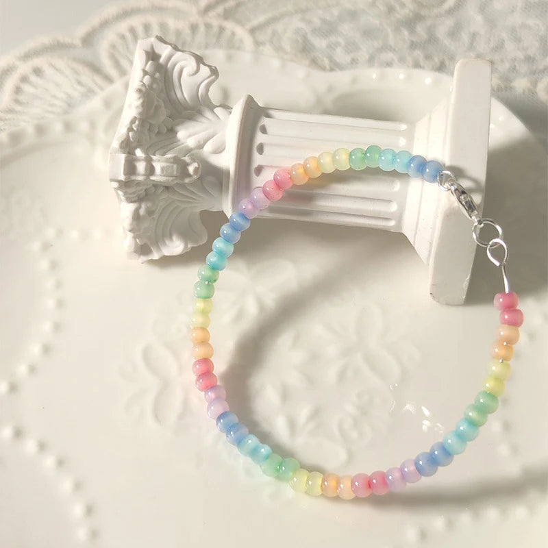 Bohemian Colorful Beaded Bracelet – Women's Rainbow Charm Beaded Charm Bracelet Axl