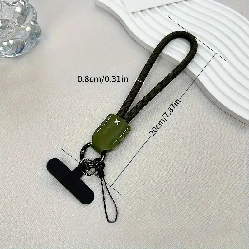 Braided Nylon Phone Wrist Strap with Leather Ends & Keychain Phone Wrist Strap Axl