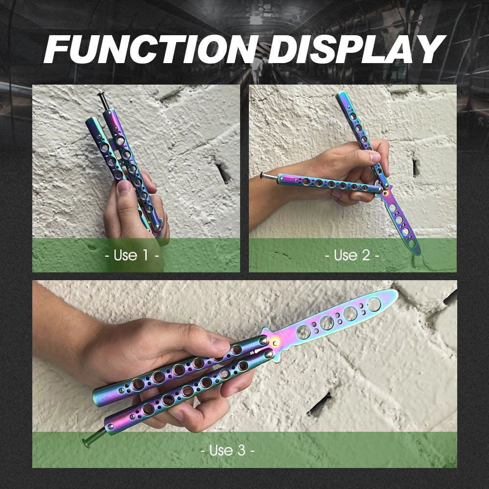 Butterfly Knife Trainer – Folding Stainless Steel Practice Tool Knife Trainer Tool Axl