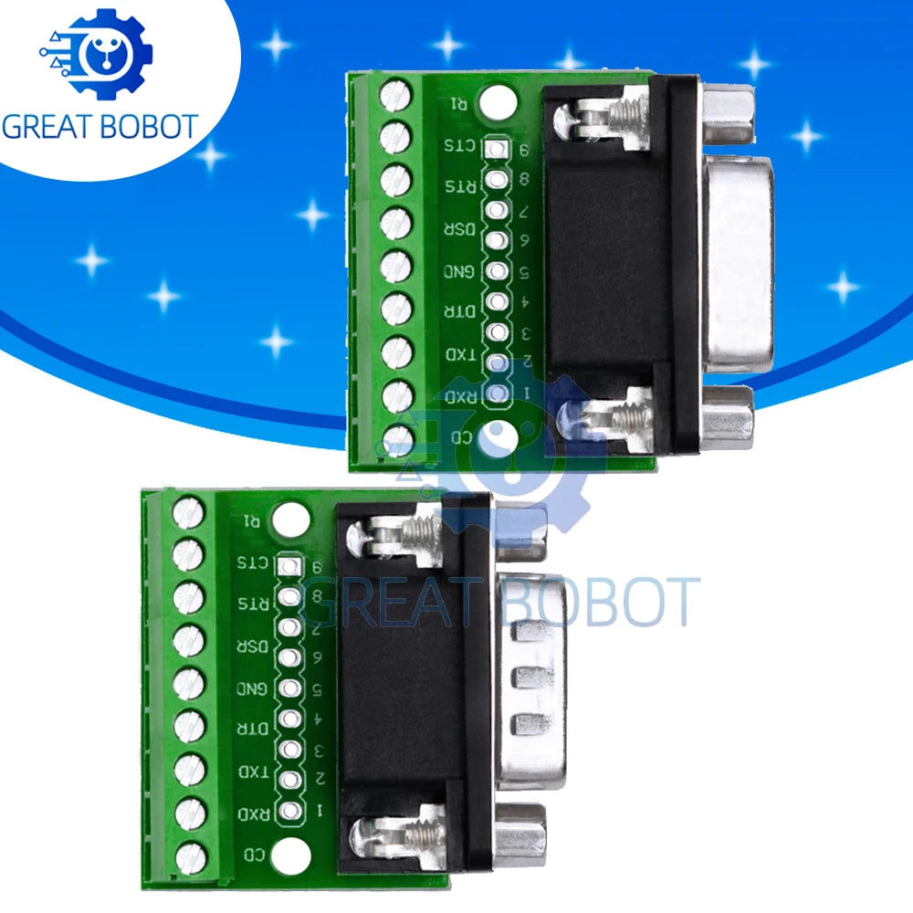 DB9 RS232 9-Pin Solderless Breakout Board Terminal Adapter Serial Breakout Adapter Axl