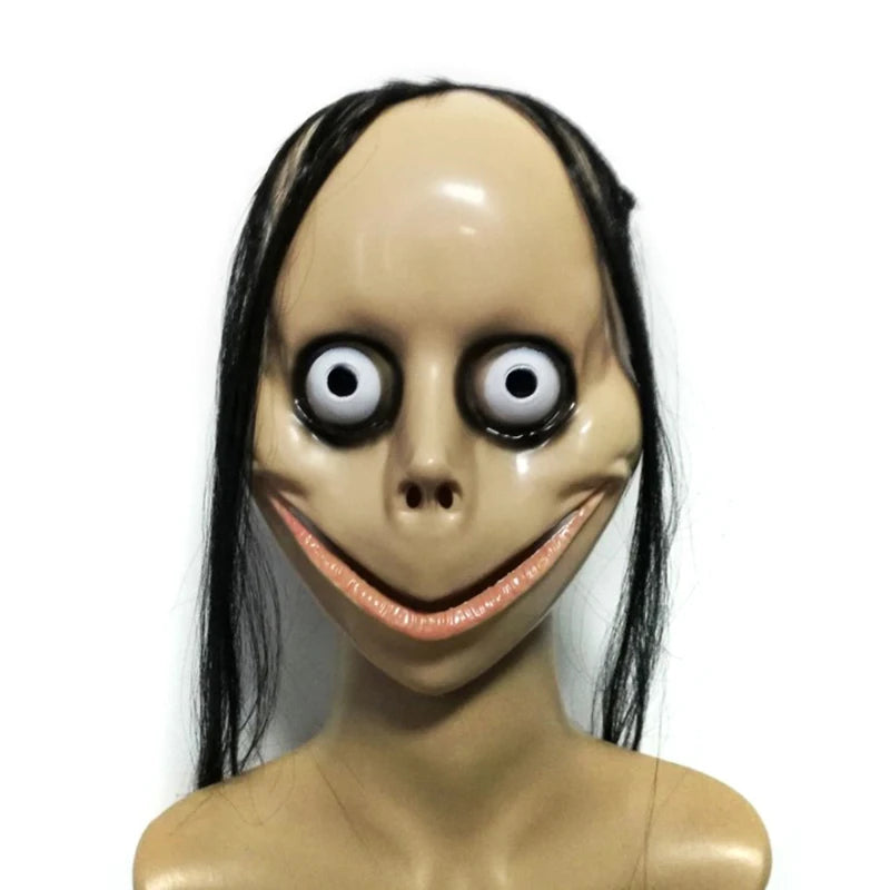 Halloween Ghost Mask with Long Hair – Horror PVC Female Mask Halloween Costume Mask Axl