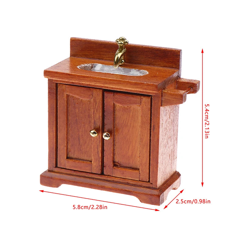 1:12 Dollhouse Bathroom Sink Cabinet – Miniature Washing Basin Dollhouse Furniture Axl