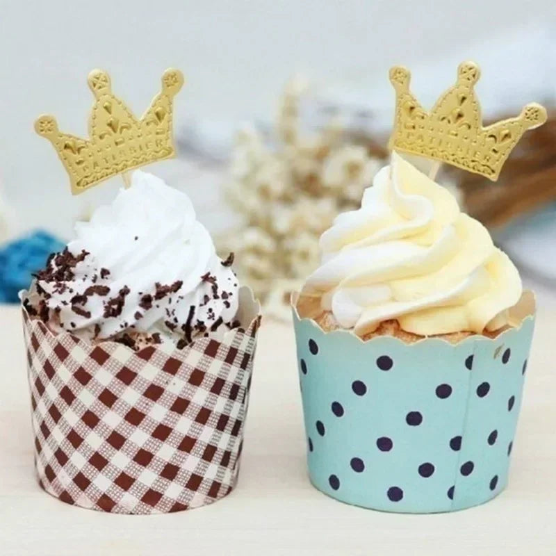 50 Pcs Gold Princess Crown Birthday Cake Toppers | Party Decor Cake Toppers Axl